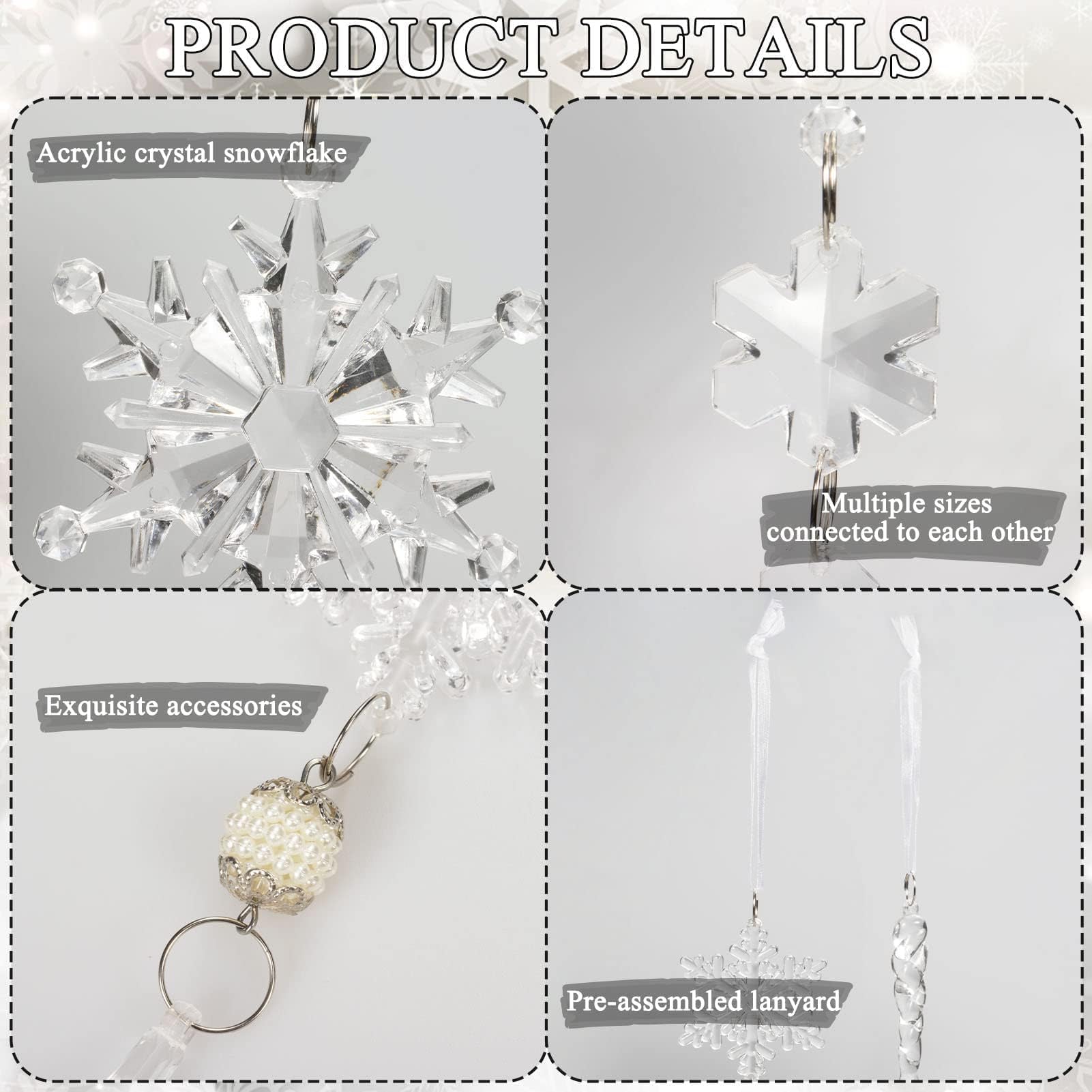 Foto 7 pulgar | Adornos Navideños Guasslee Con Forma De Copo De Nieve De Cristal, 18 Unidades - Venta Internacional.