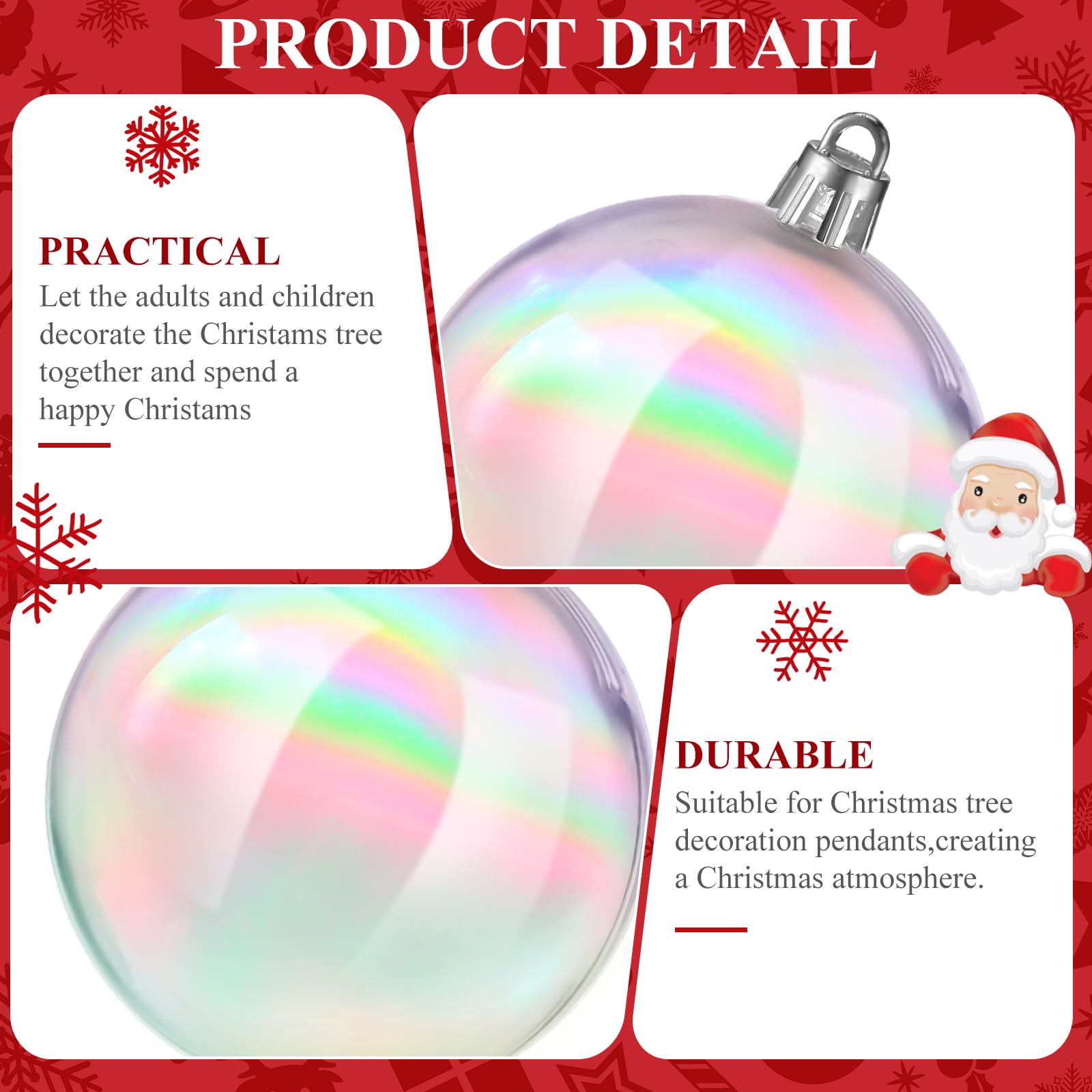 Foto 3 | Adornos Navideños Sappy Iridescent, 50 Unidades, Transparentes - Venta Internacional.