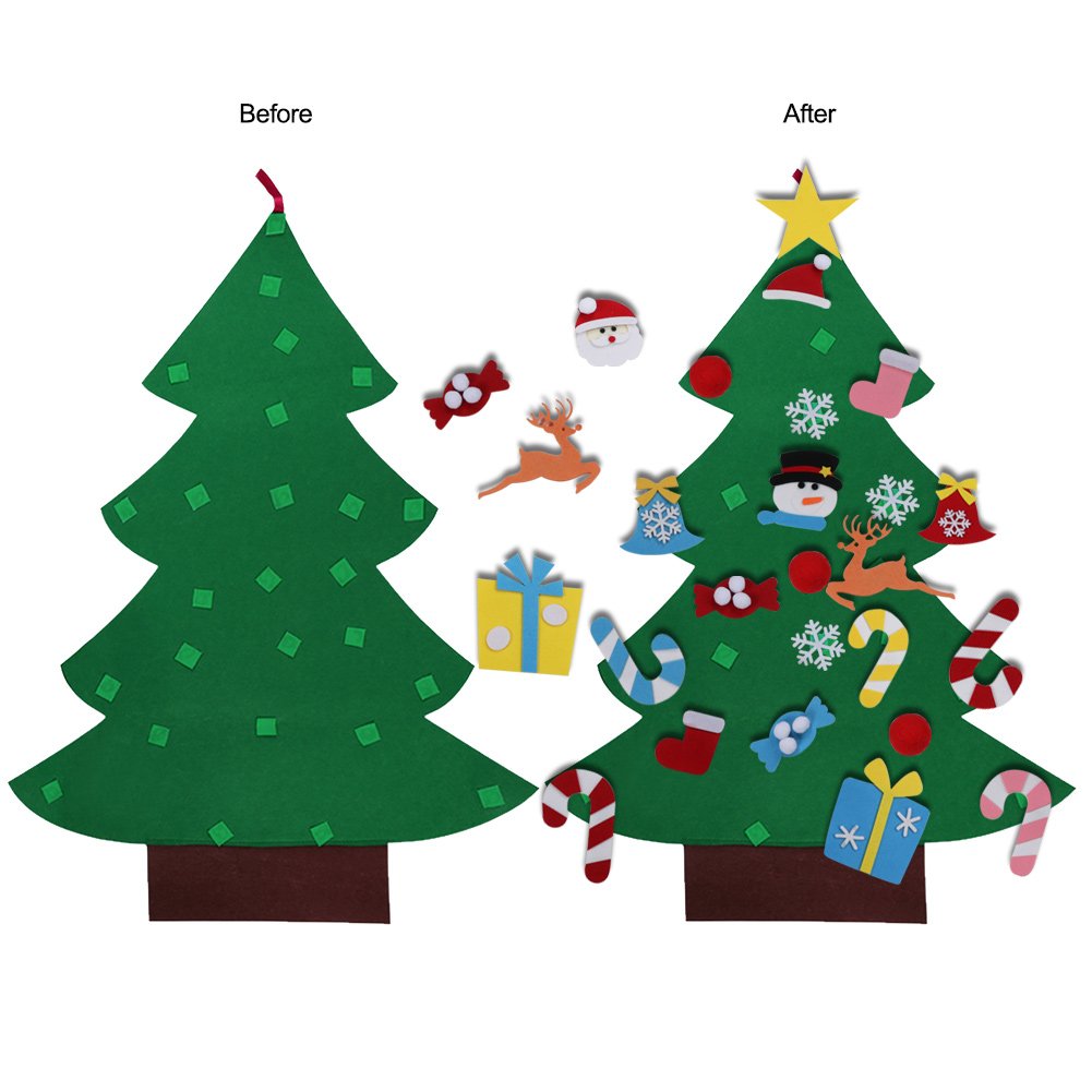 Set de Árbol de Navidad De Fieltro Aerwo + 26 Adornos Desmontables - Venta Internacional
