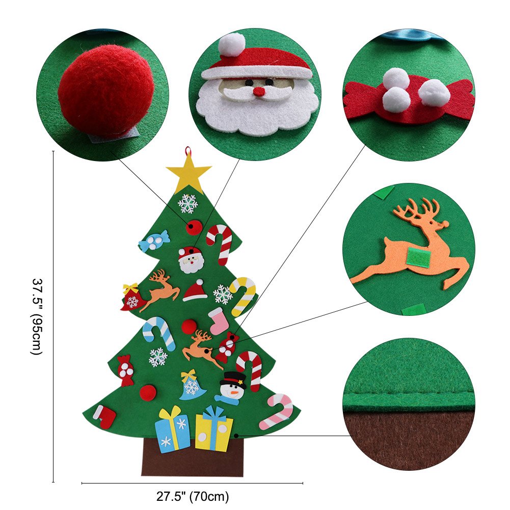 Foto 3 pulgar | Set de Árbol de Navidad De Fieltro Aerwo + 26 Adornos Desmontables - Venta Internacional