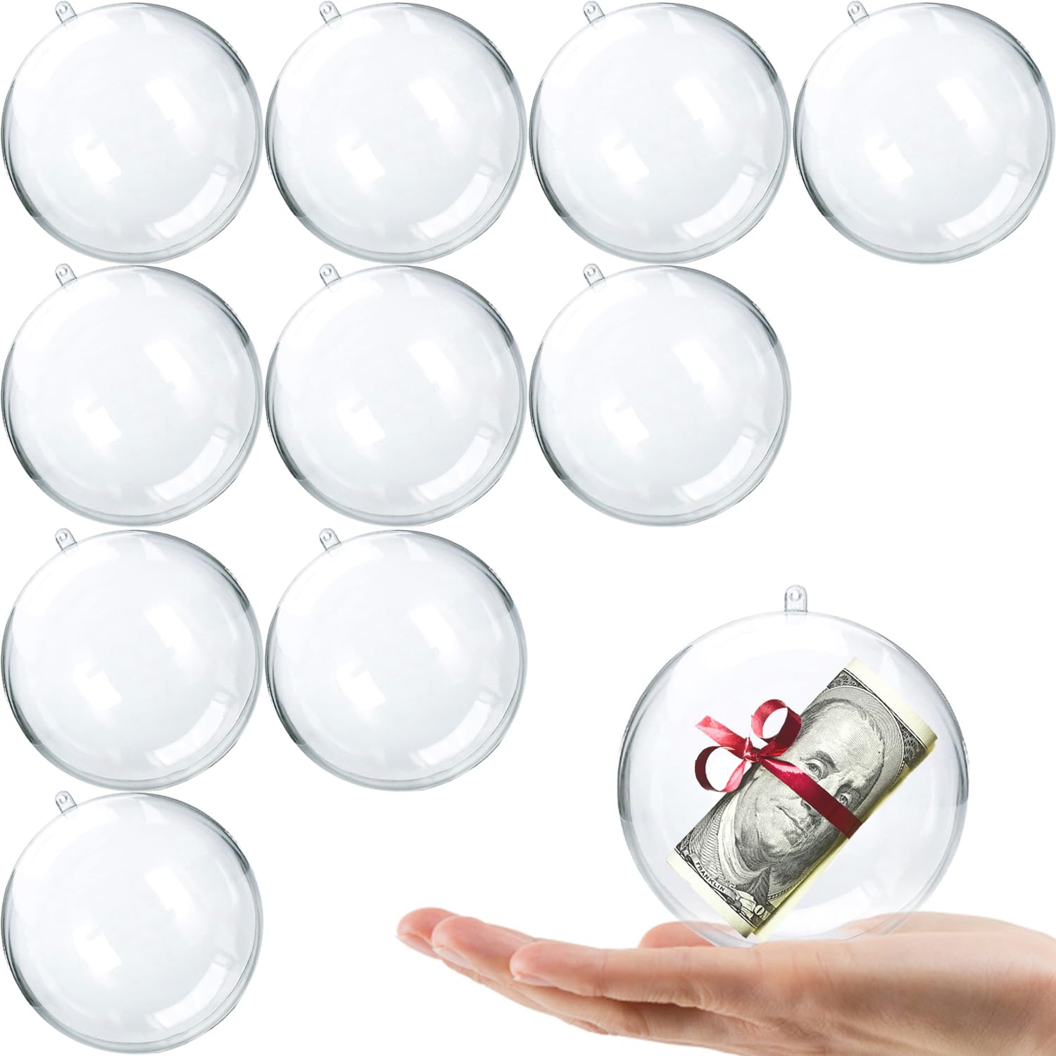 Adorno Navideño Jishi de Plástico Transparente 80 mm 10 Unidades - Venta Internacional