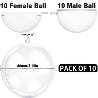 Foto 2 | Adorno Navideño Jishi de Plástico Transparente 80 mm 10 Unidades - Venta Internacional