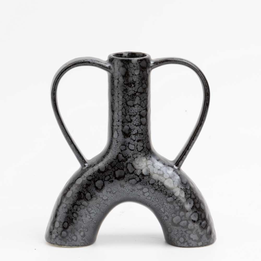 Base Moteada Decorativa Color Negro Hecha En Cerámica