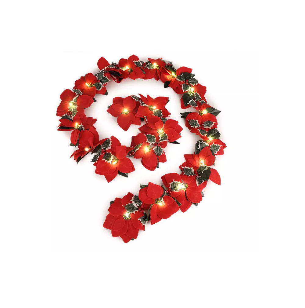 Serie Luces Navideña Decoracion Árbol De Navida 3m 20flores Rojas