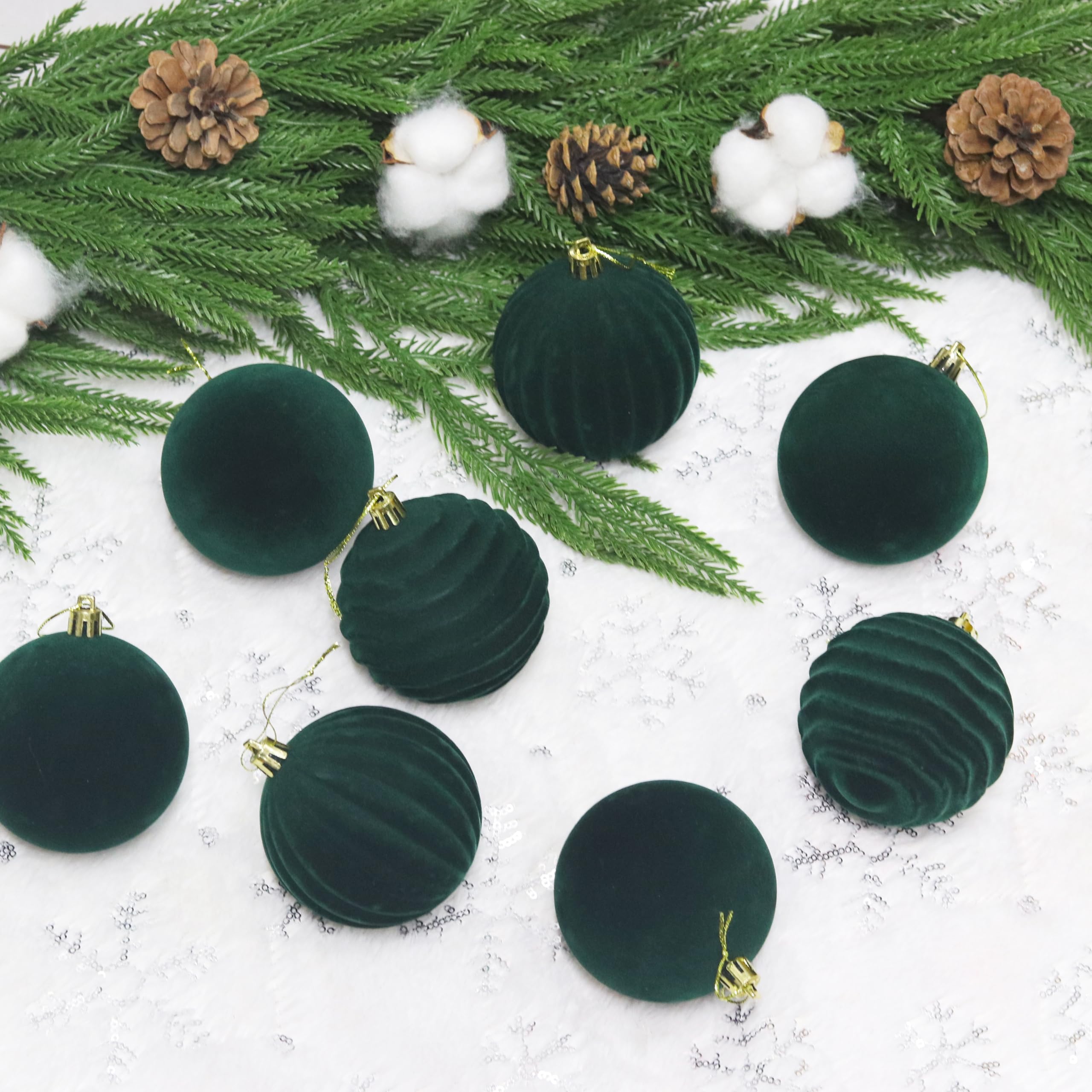 Foto 5 pulgar | Adornos Para Árbol De Navidad, Bolas De Terciopelo Senjie, 8 Cm, 12 Unidades - Venta Internacional.