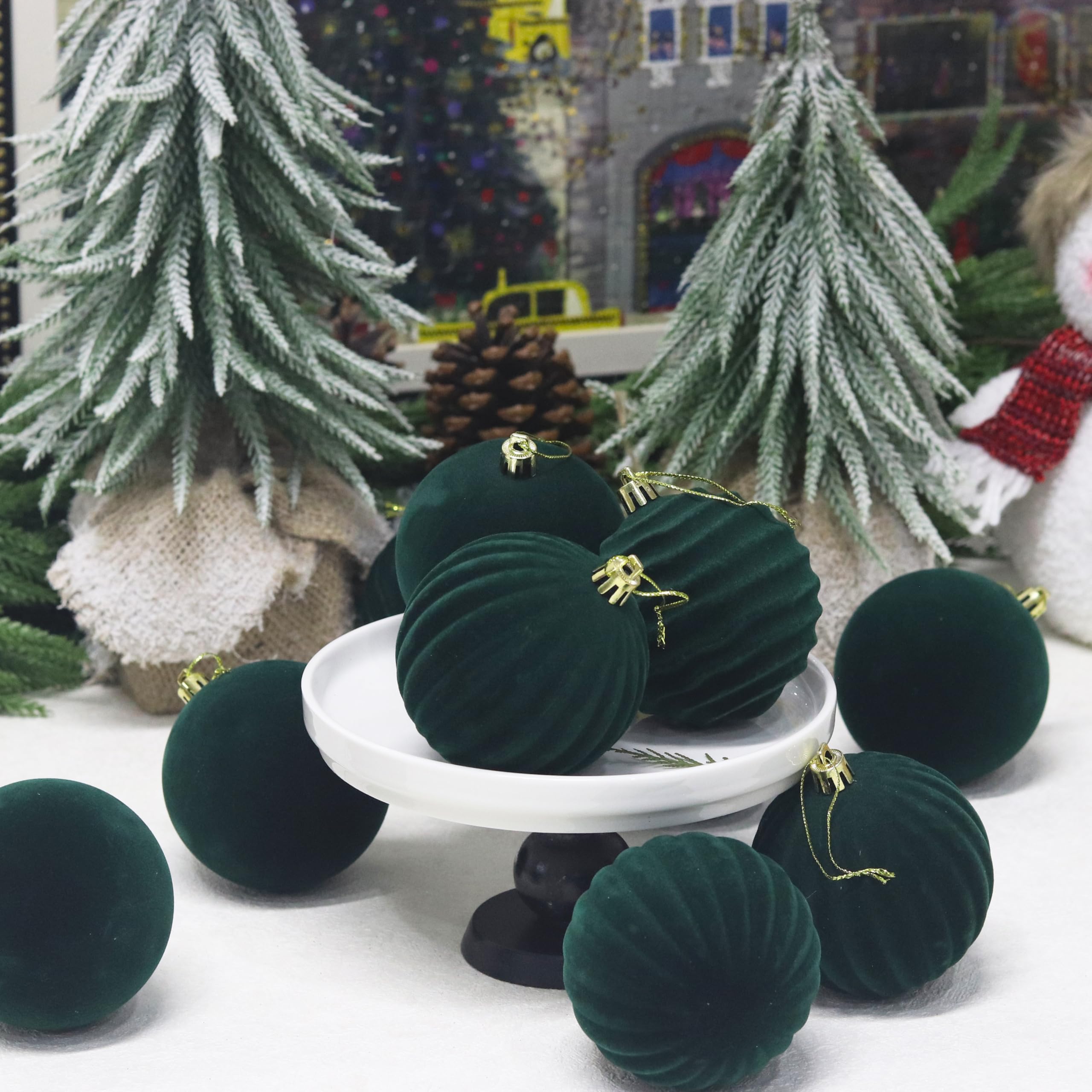 Foto 6 pulgar | Adornos Para Árbol De Navidad, Bolas De Terciopelo Senjie, 8 Cm, 12 Unidades - Venta Internacional.