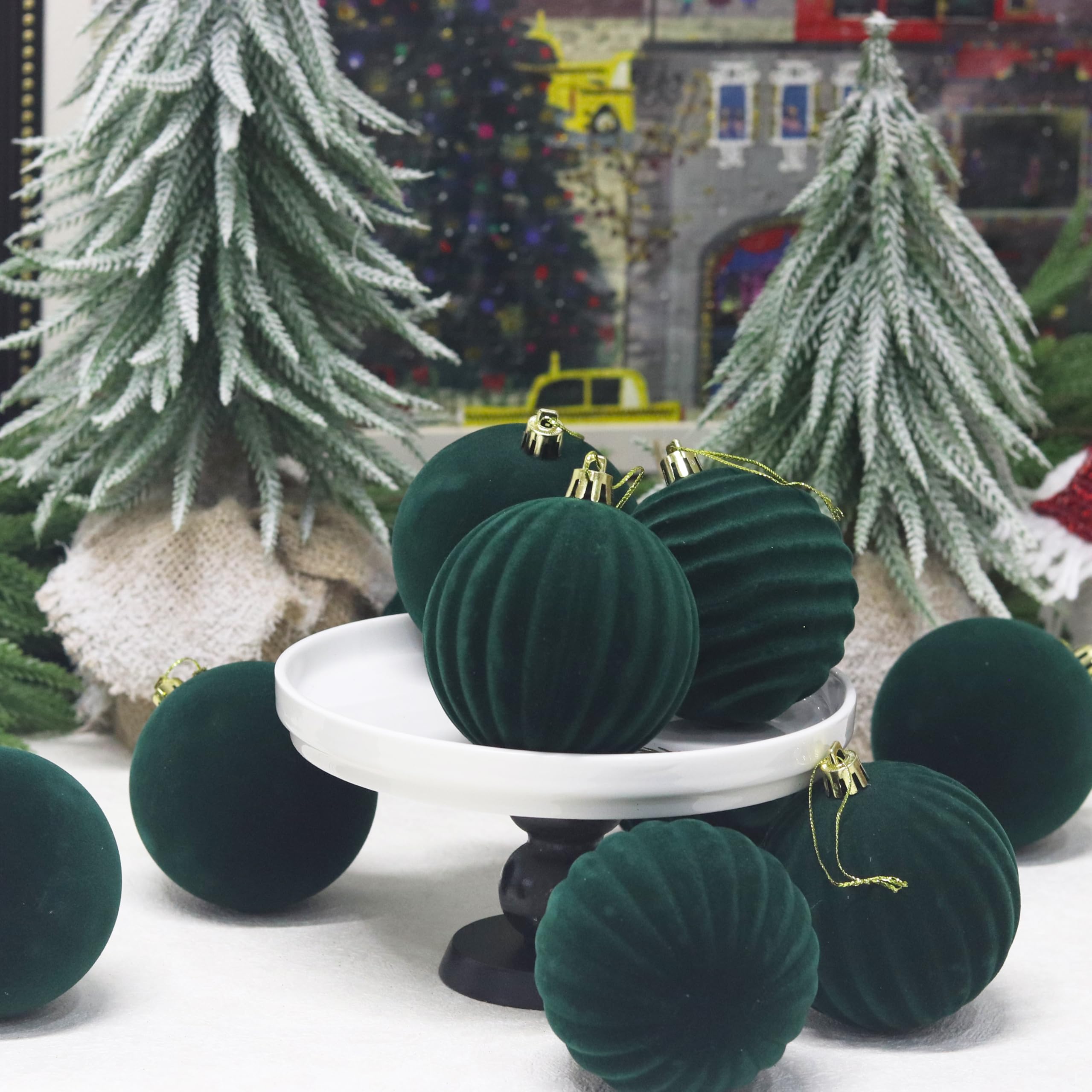 Foto 7 pulgar | Adornos Para Árbol De Navidad, Bolas De Terciopelo Senjie, 8 Cm, 12 Unidades - Venta Internacional.