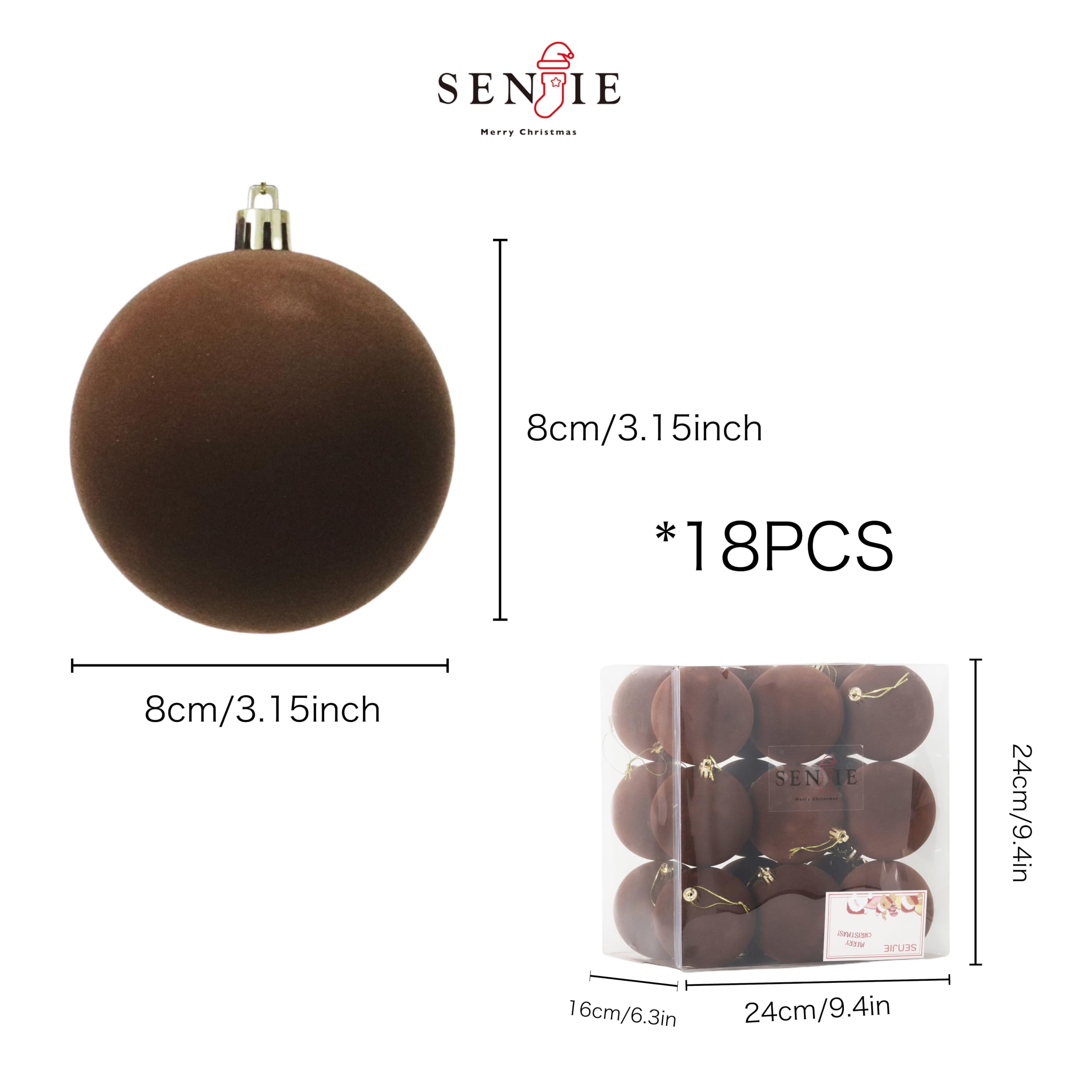 Foto 3 pulgar | Adornos Navideños Senjie Velvet Brown 8 Cm 18 Piezas - Venta Internacional.