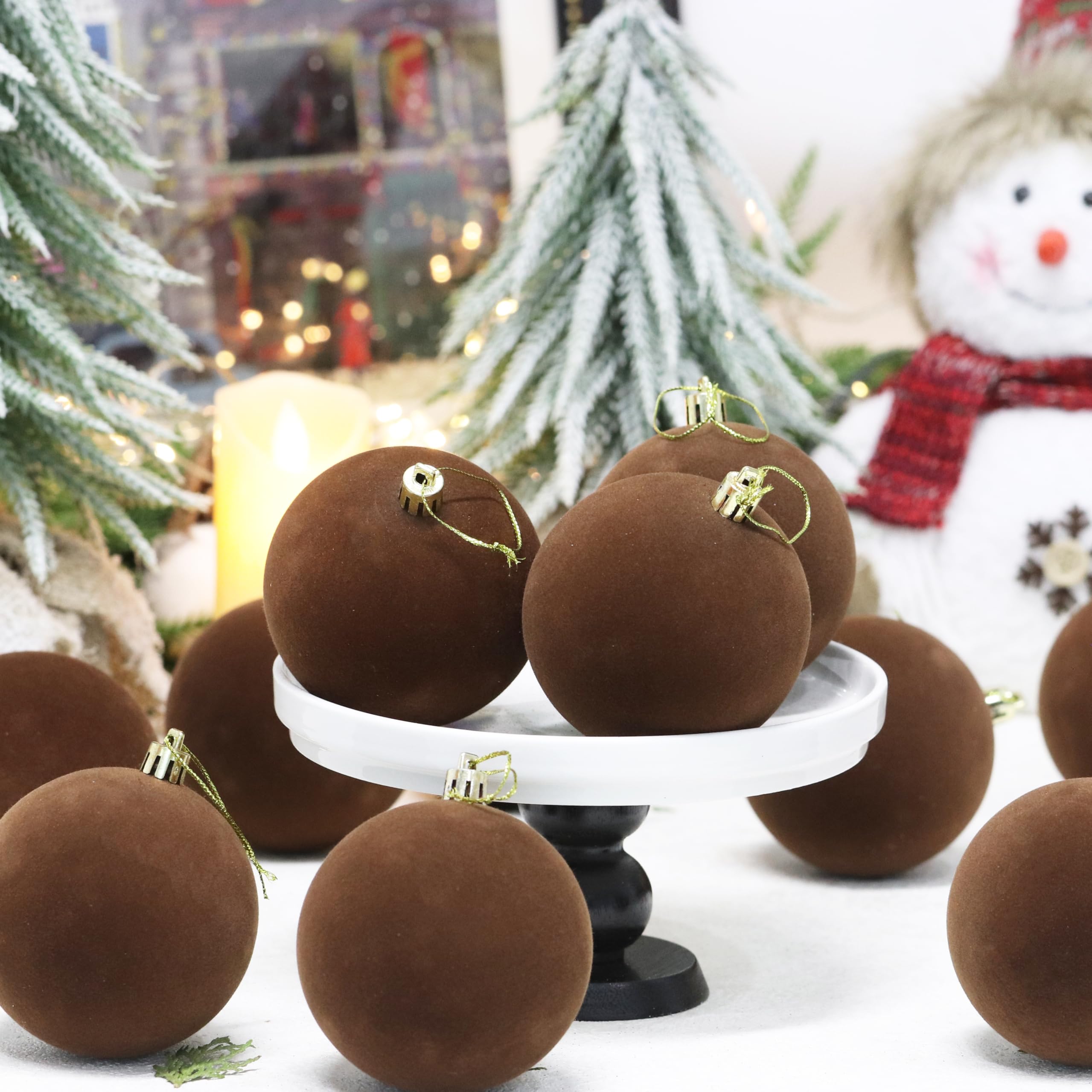 Foto 4 pulgar | Adornos Navideños Senjie Velvet Brown 8 Cm 18 Piezas - Venta Internacional.