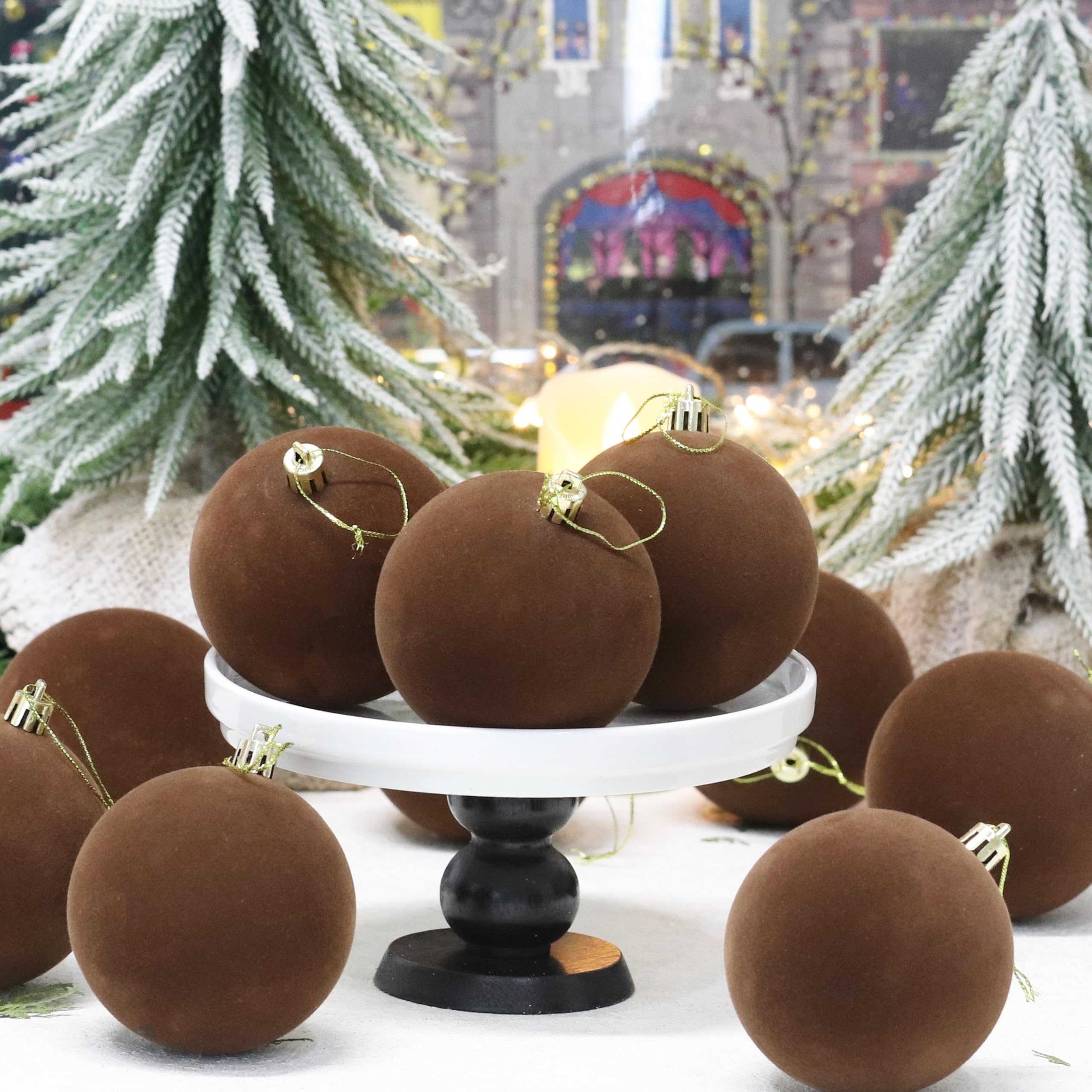 Foto 4 | Adornos Navideños Senjie Velvet Brown 8 Cm 18 Piezas - Venta Internacional.