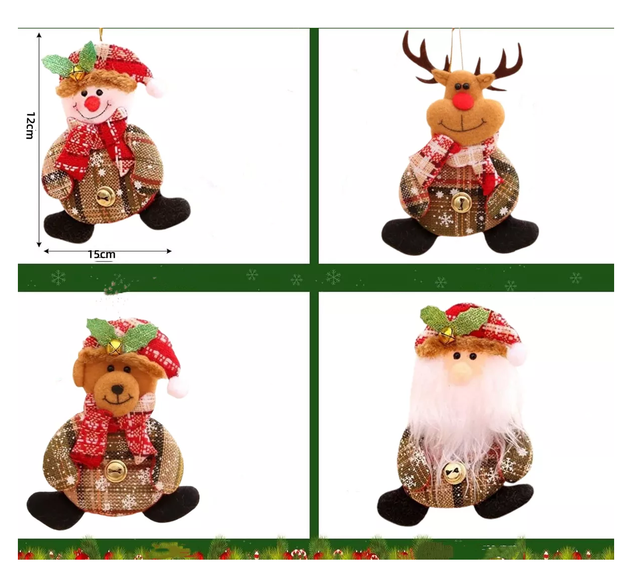 Foto 3 pulgar | Adornos Navideños Para Arbol Navidad Muñecos Colgantes 12 Pzs Colores