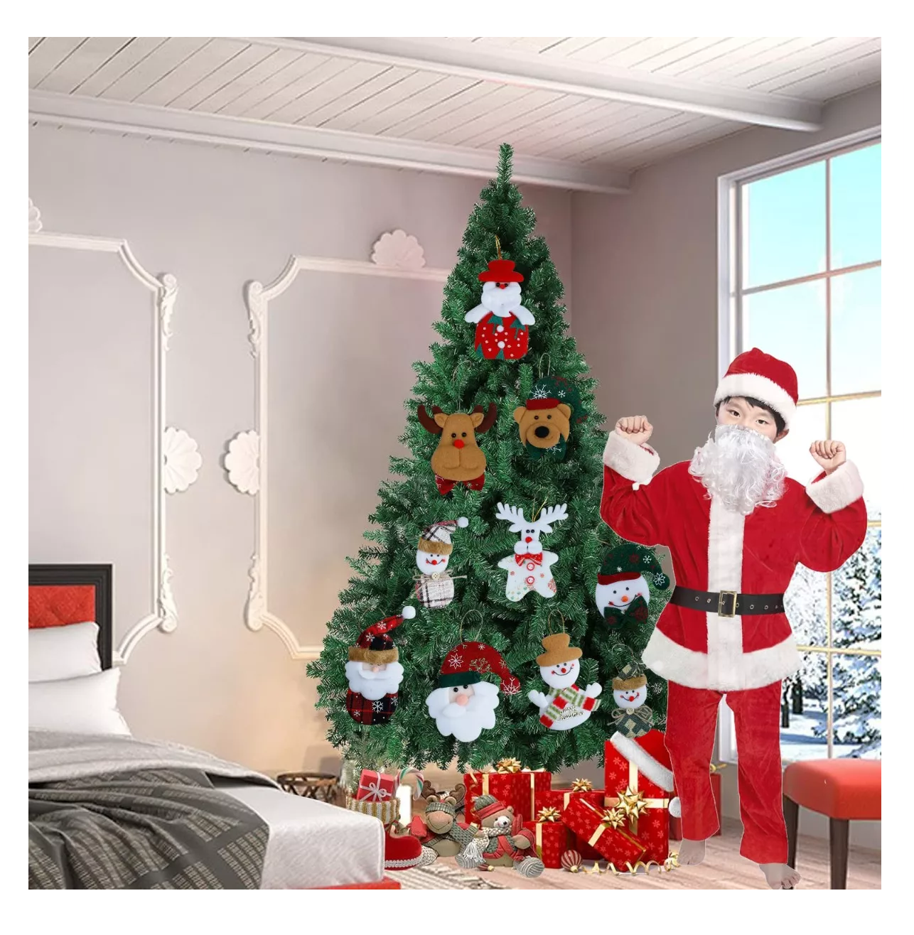 Foto 4 pulgar | Adornos Navideños Para Arbol Navidad Muñecos Colgantes 10 Pzs Colores