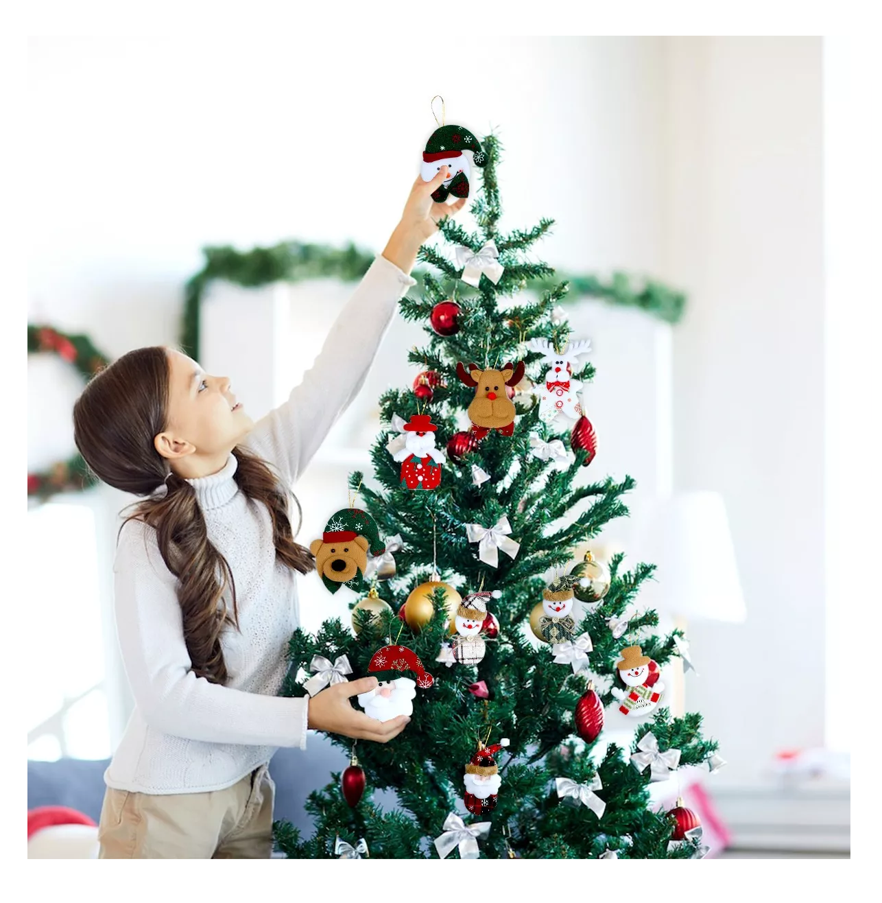 Foto 5 pulgar | Adornos Navideños Para Arbol Navidad Muñecos Colgantes 10 Pzs Colores