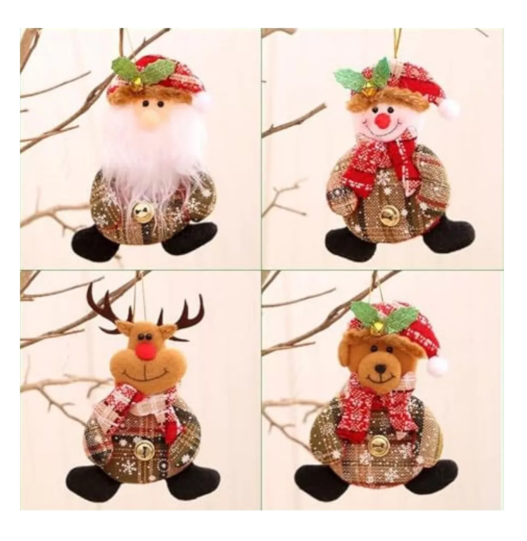 Foto 6 pulgar | Adornos Navideños Para Arbol Navidad Muñecos Colgantes 12 Pzs Colores