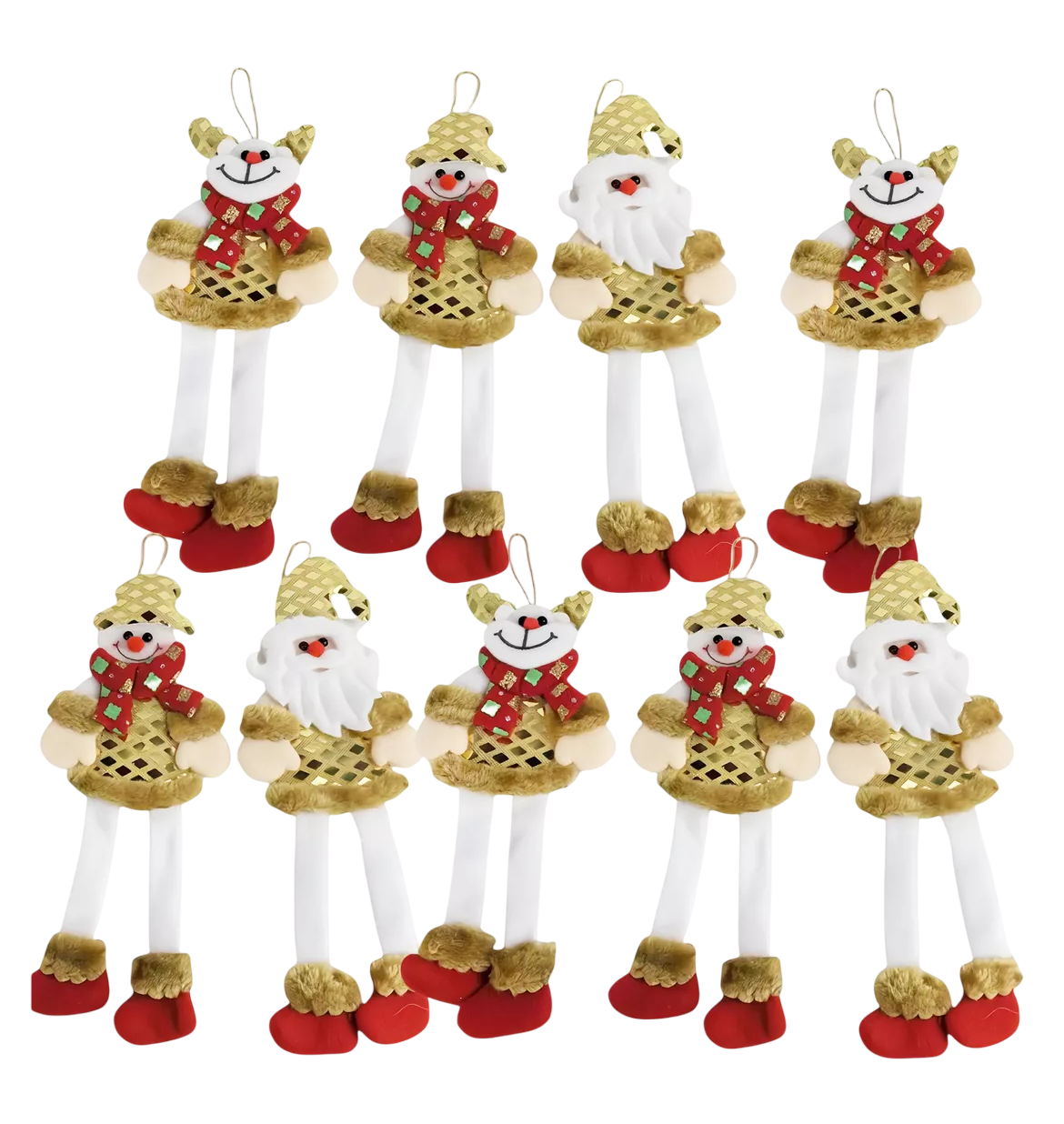 Colgantes Navideños Adorno Oro Patas Largas Árbol Navidad 9 Pzs, Dorado Oscuro