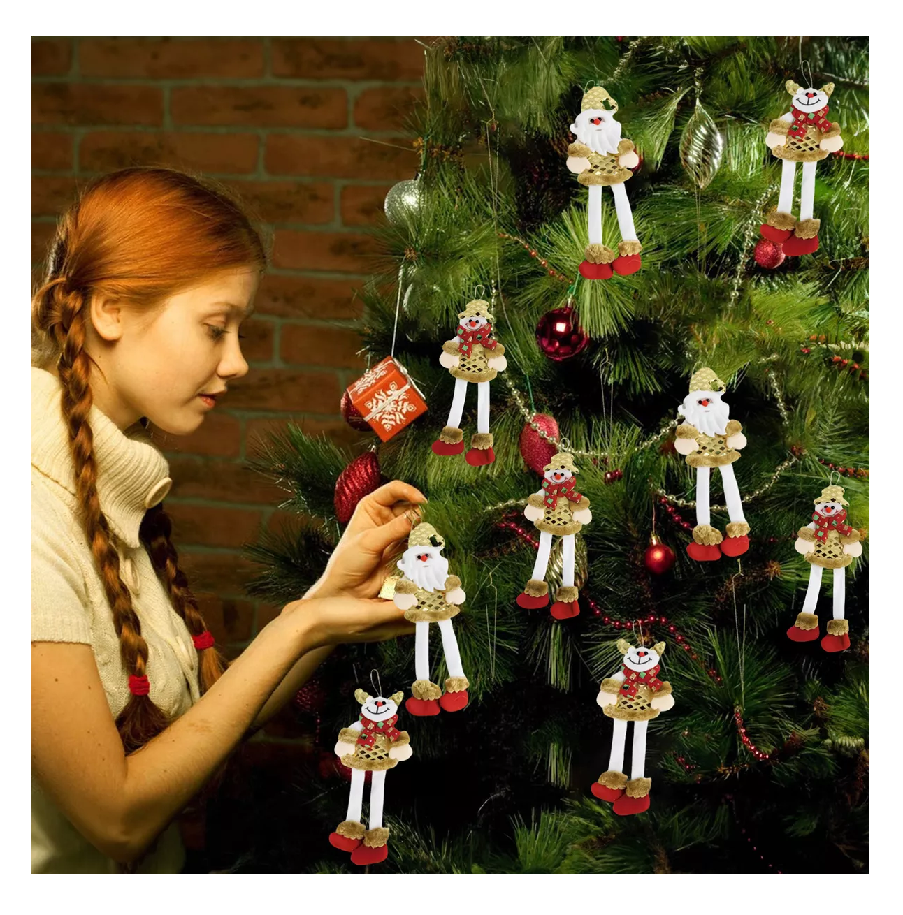 Foto 3 pulgar | Colgantes Navideños Adorno Oro Patas Largas Árbol Navidad 9 Pzs, Dorado Oscuro