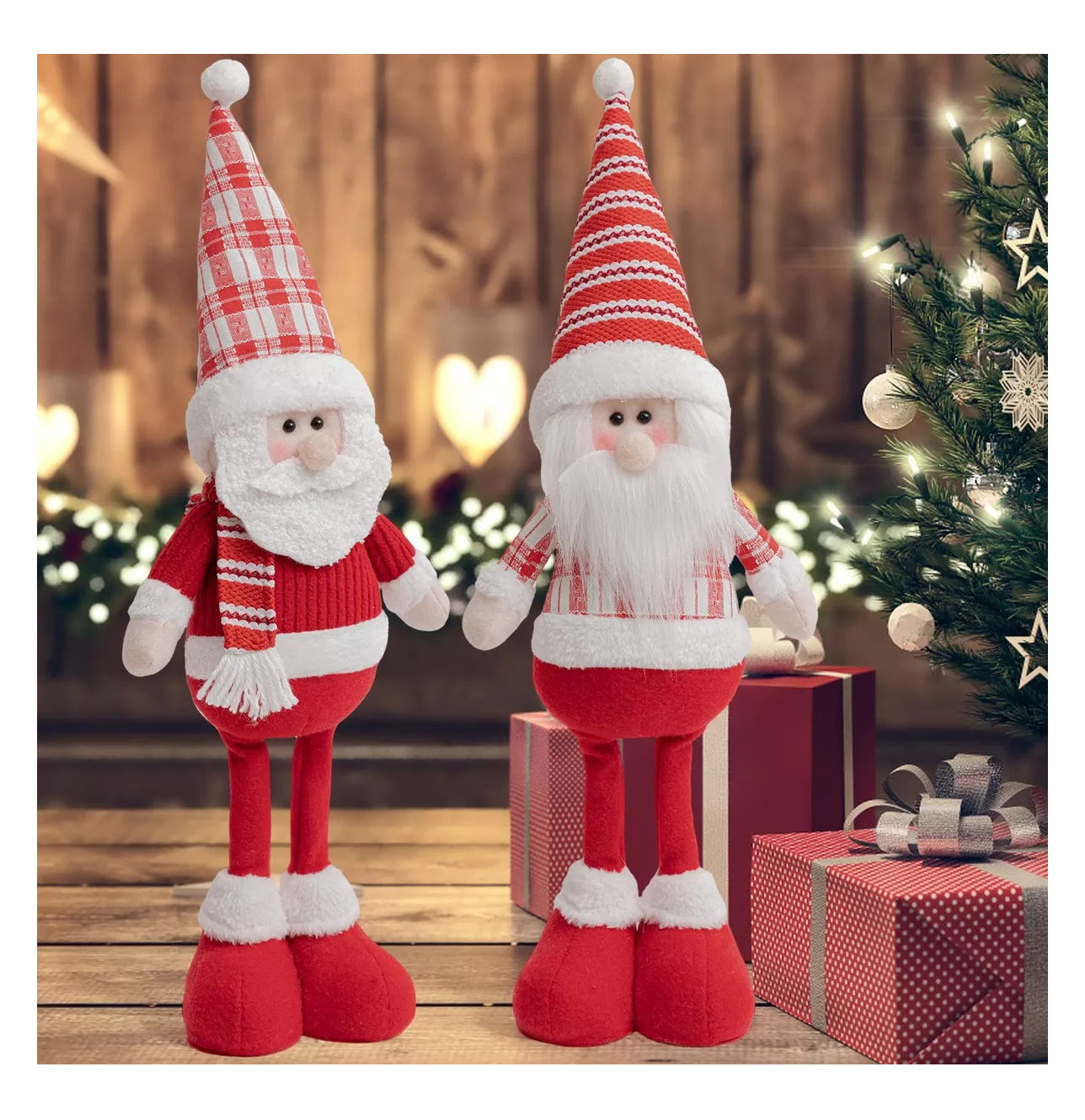 Foto 3 pulgar | Adorno Decorativo De Papá Noel Y Muñeco De Nieve, 2 Piezas Rojo
