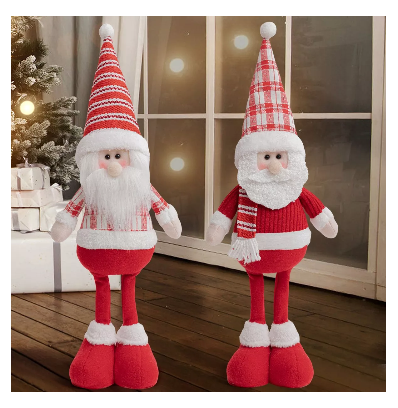 Foto 4 pulgar | Adorno Decorativo De Papá Noel Y Muñeco De Nieve, 2 Piezas Rojo