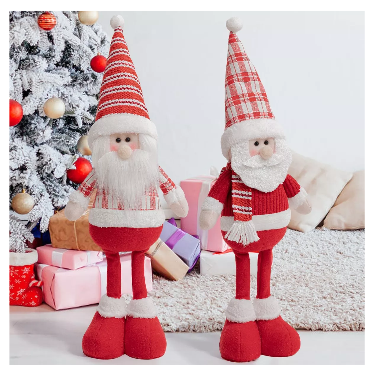 Foto 5 pulgar | Adorno Decorativo De Papá Noel Y Muñeco De Nieve, 2 Piezas Rojo