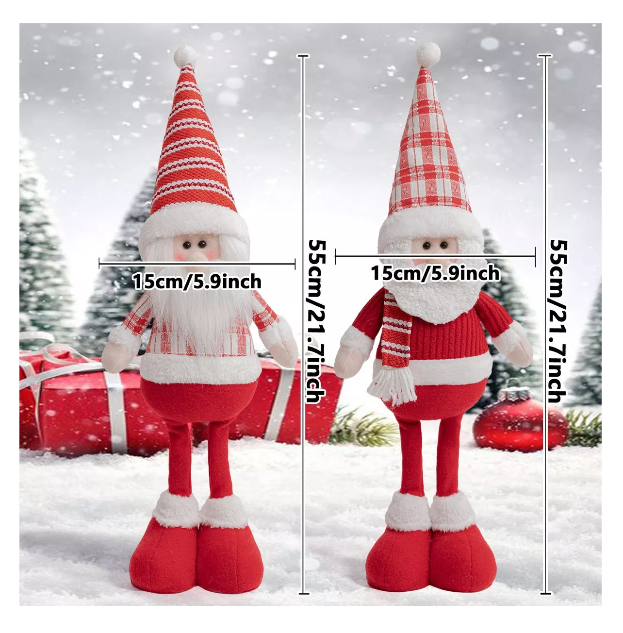 Foto 6 pulgar | Adorno Decorativo De Papá Noel Y Muñeco De Nieve, 2 Piezas Rojo