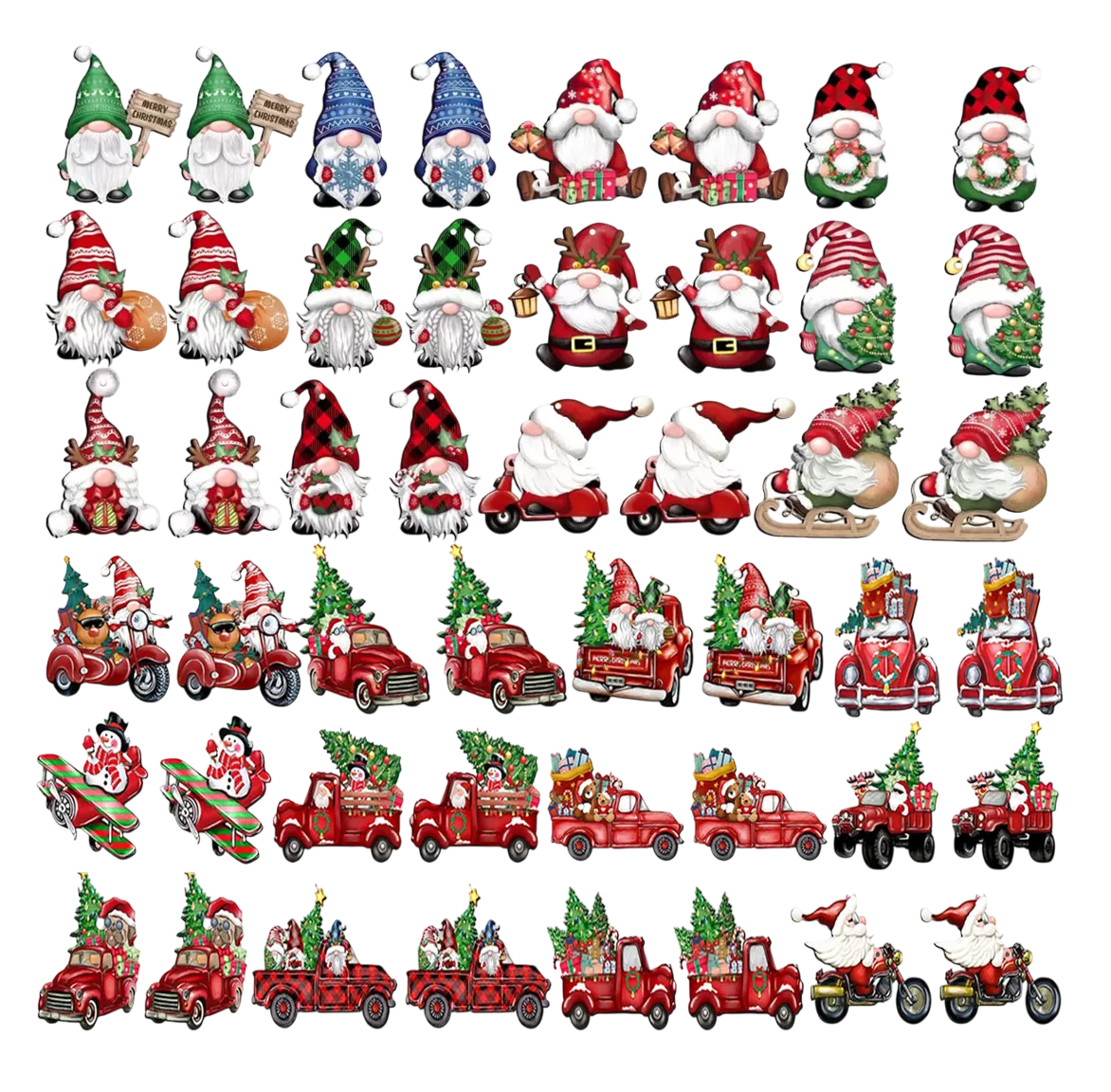 Adornos De Madera De Gnomo De Árbol De Navidad 48 Pzs