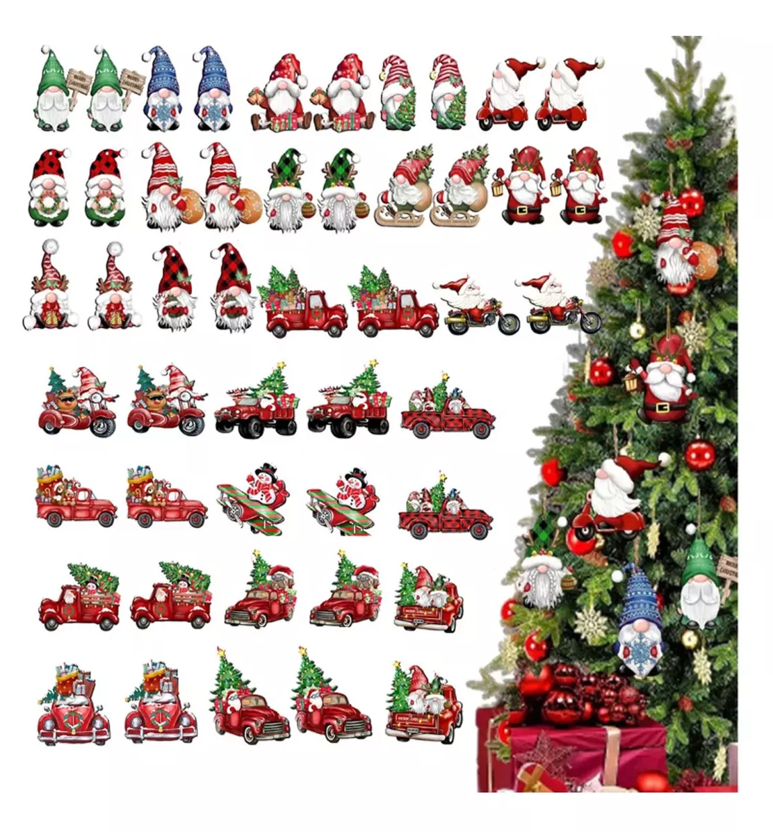 Foto 3 pulgar | Adornos De Madera De Gnomo De Árbol De Navidad 48 Pzs