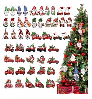Foto 2 | Adornos De Madera De Gnomo De Árbol De Navidad 48 Pzs