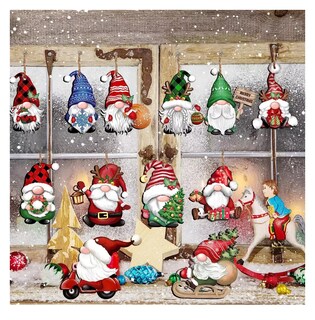 Foto 3 | Adornos De Madera De Gnomo De Árbol De Navidad 48 Pzs