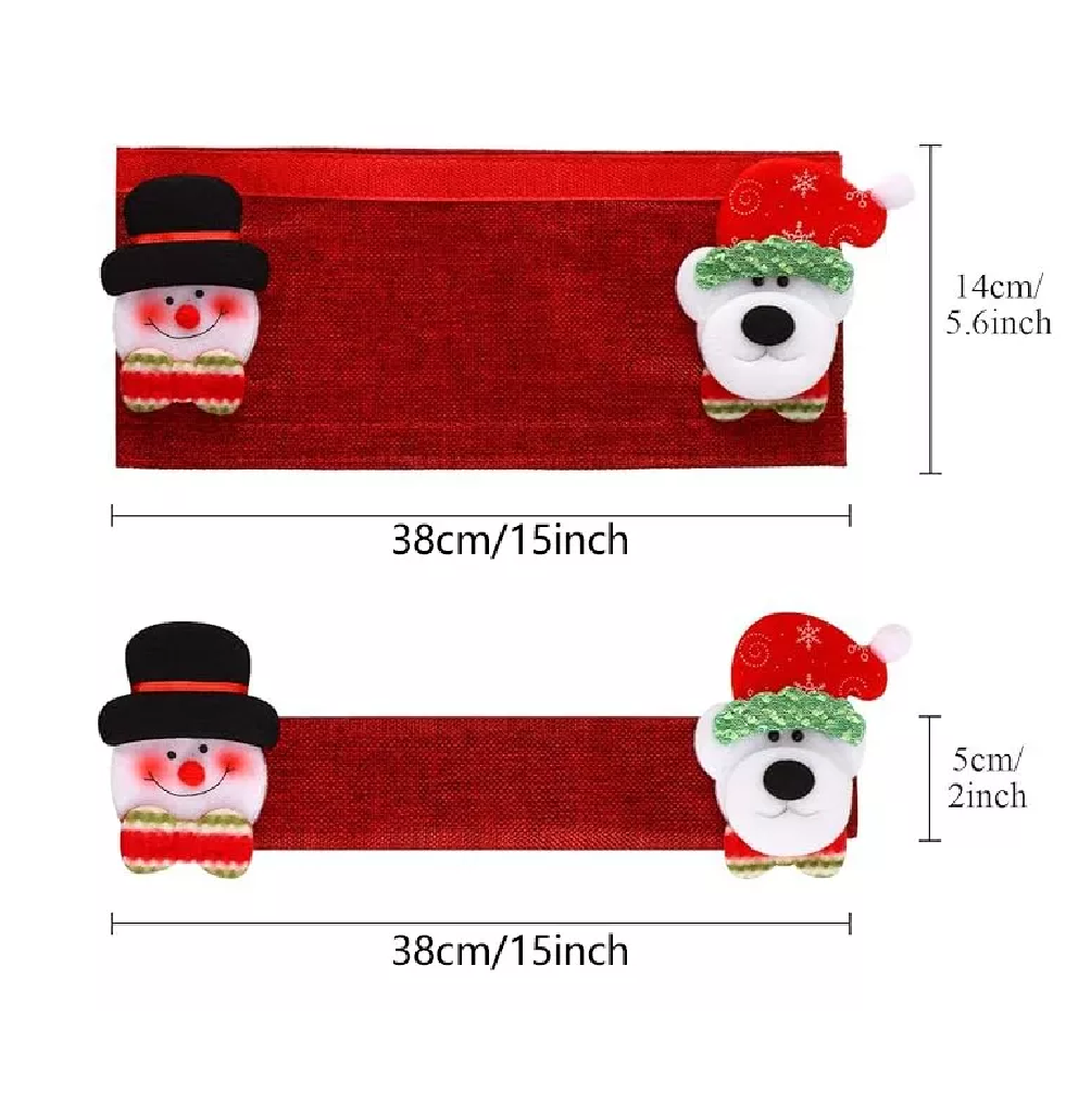 Foto 2 | Cubiertas Para Manijas De Puerta Refrigerador Navidad 4 Pcs Rojo