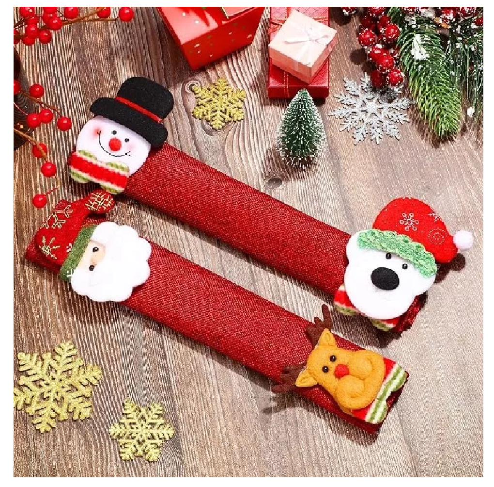 Foto 4 pulgar | Cubiertas Para Manijas De Puerta Refrigerador Navidad 4 Pcs Rojo