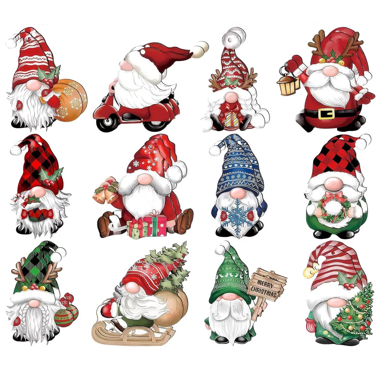 Foto 2 pulgar | Adornos De Madera De Gnomo De Árbol De Navidad 24 Pzs Multicolor