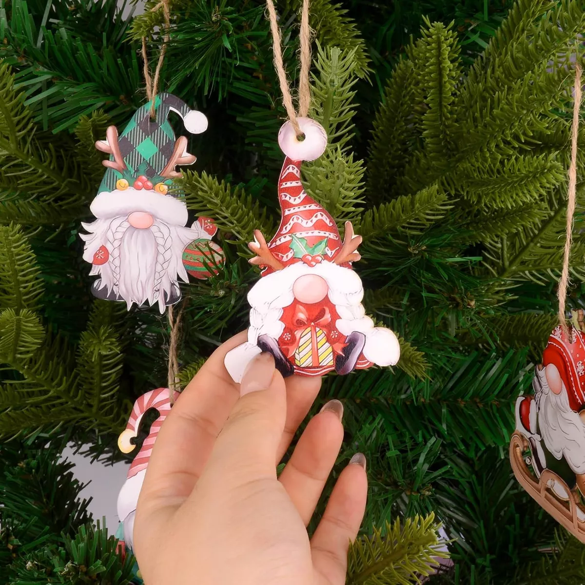 Foto 3 pulgar | Adornos De Madera De Gnomo De Árbol De Navidad 24 Pzs Multicolor