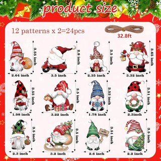Foto 3 | Adornos De Madera De Gnomo De Árbol De Navidad 24 Pzs Multicolor