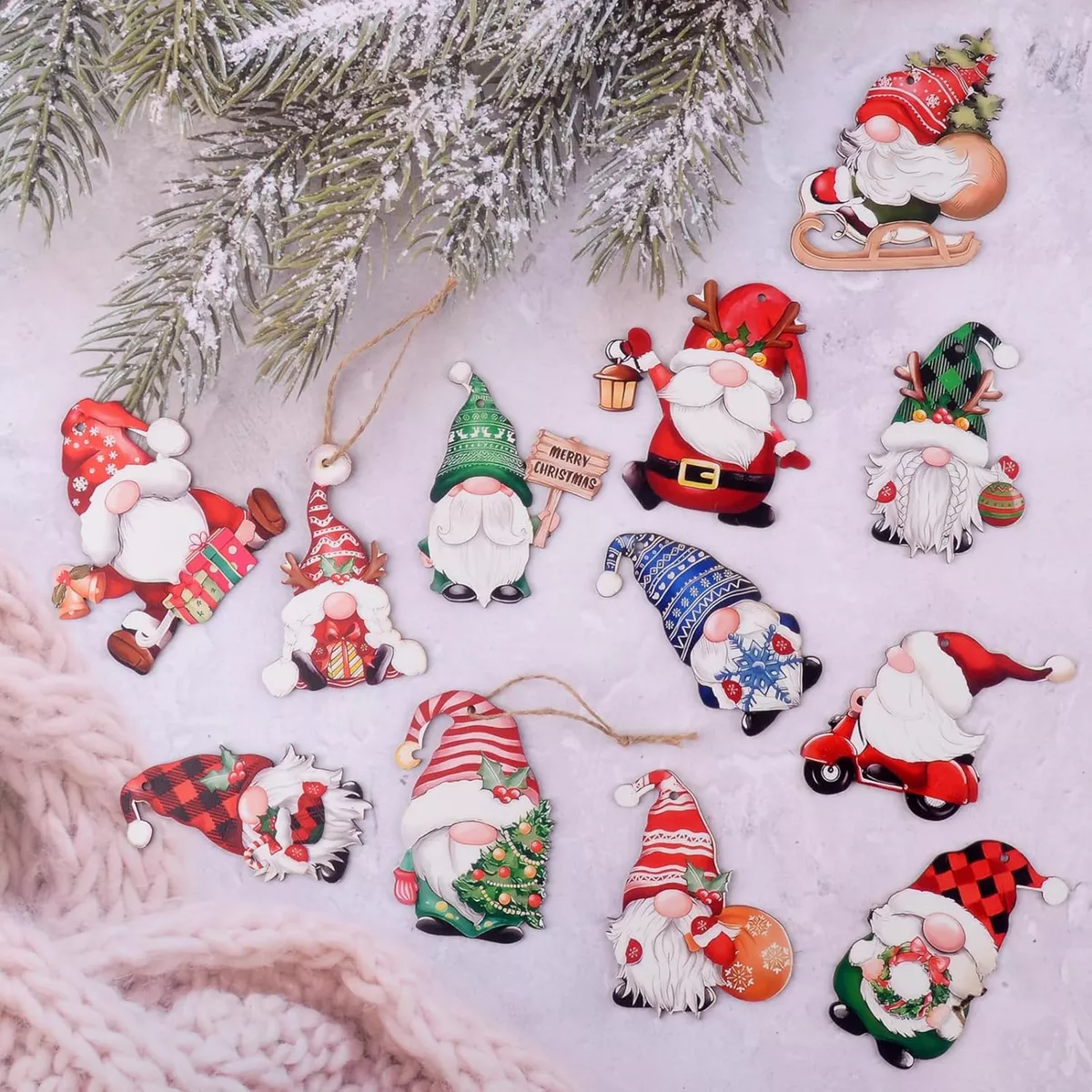 Foto 5 pulgar | Adornos De Madera De Gnomo De Árbol De Navidad 24 Pzs Multicolor