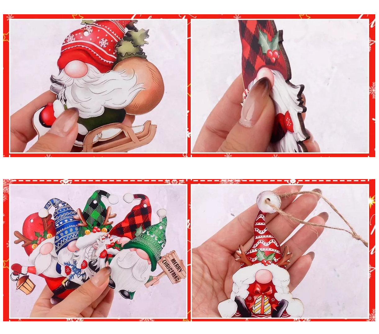 Foto 6 pulgar | Adornos De Madera De Gnomo De Árbol De Navidad 24 Pzs Multicolor
