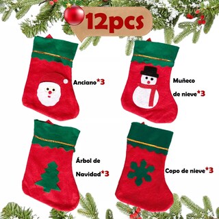 Foto 4 | Botas Navideñas Mini Decoración Adorno Dulcero Navidad 12pcs Rojas