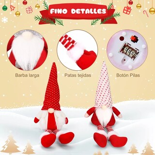 Foto 4 | Muñecas Gnomo Navideña Con Luz Led Decoración Regalos 3pcs Rojo