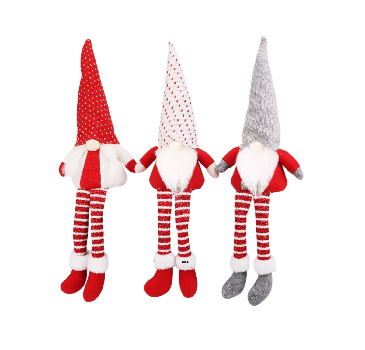 Muñecas Gnomo Navideña con Luz Led Decoración Regalos 3 piezas Rojo
