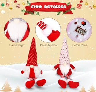 Foto 4 | Muñecas Gnomo Navideña con Luz Led Decoración Regalos 3 piezas Rojo
