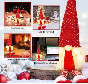 Foto 5 | Muñecas Gnomo Navideña con Luz Led Decoración Regalos 3 piezas Rojo