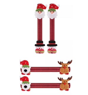 Foto 1 | Cubiertas Para Manijas De Puerta Refrigerador Navidad 4 Pcs Rojo