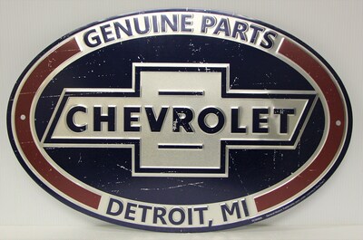 Foto 1 | Letrero De Metal Con Piezas Originales De Chevrolet Desgastadas, 30 X 45 Cm - Venta Internacional.