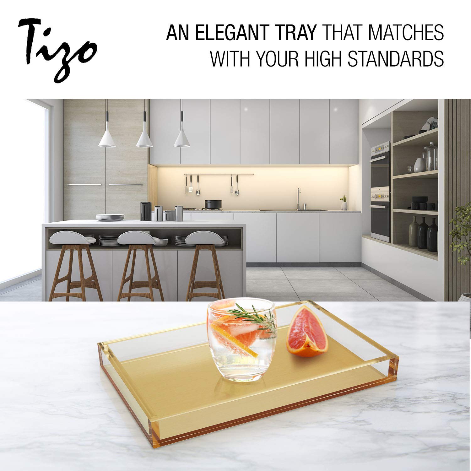 Foto 4 pulgar | Bandeja Tizo Lucite Design  12 x 8 cm Plateada - Venta Internacional