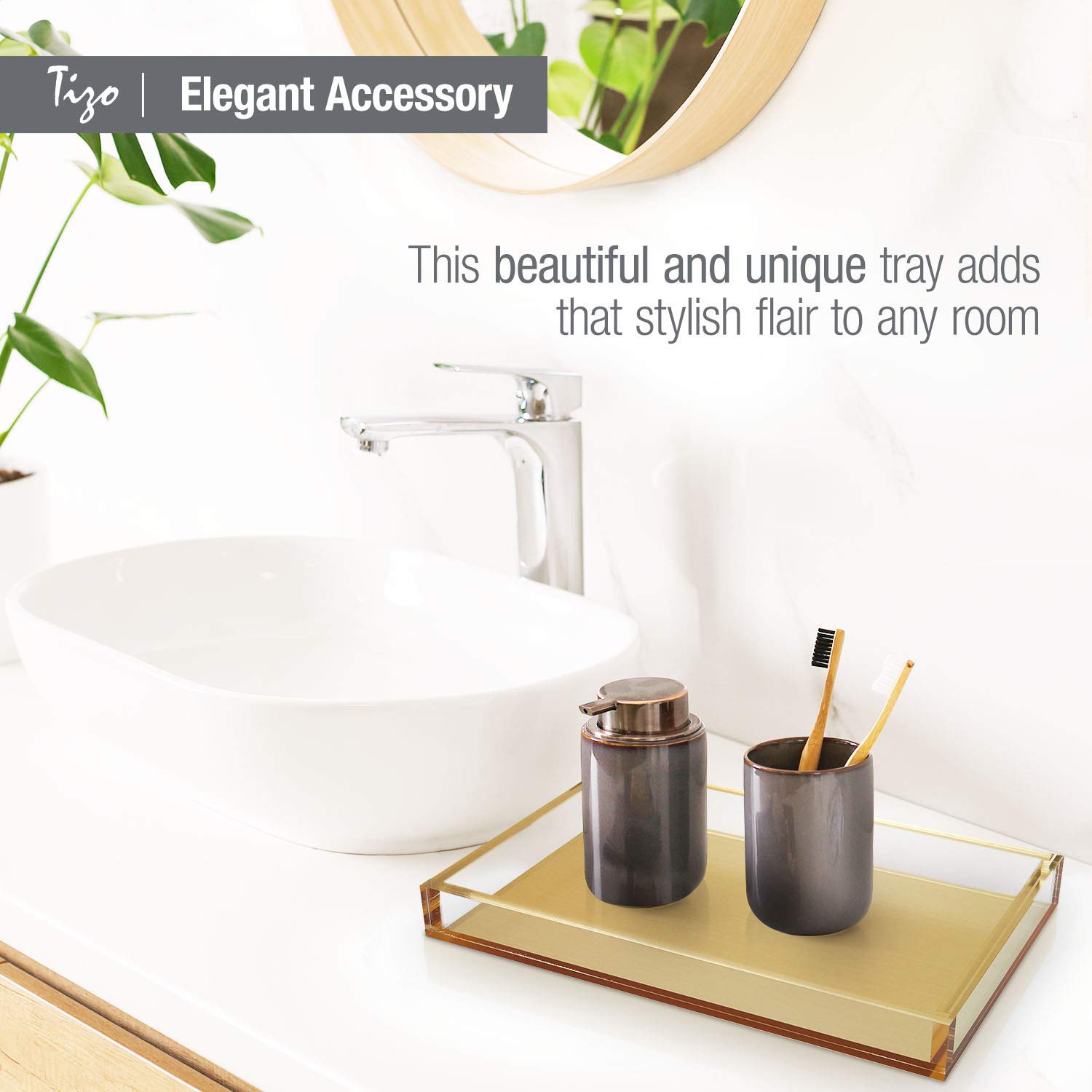 Foto 2 | Bandeja Tizo Design Elegant Lucite 12 x 8 cm Acrílico Dorado - Venta Internacional