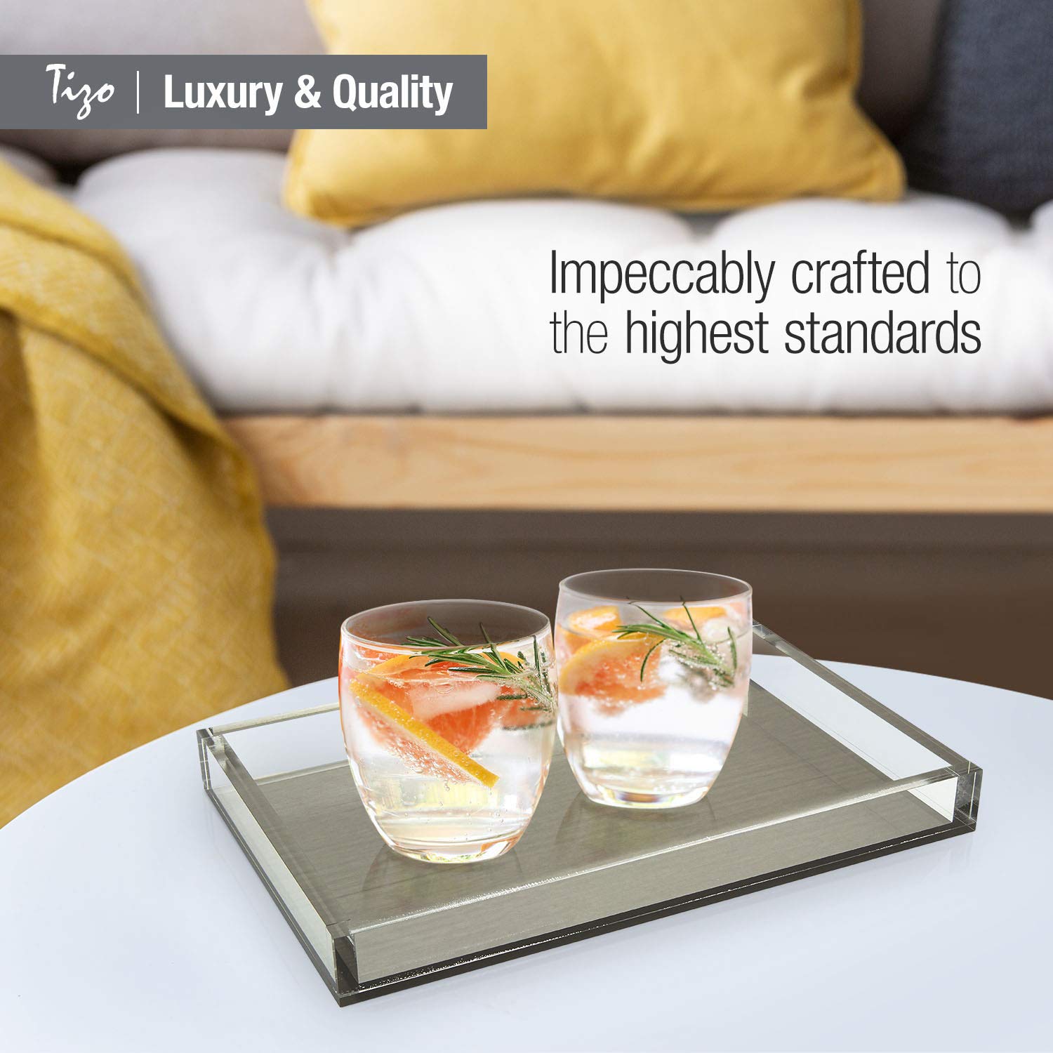 Foto 6 pulgar | Bandeja Tizo Design Elegant Lucite 12 x 8 cm Acrílico Dorado - Venta Internacional