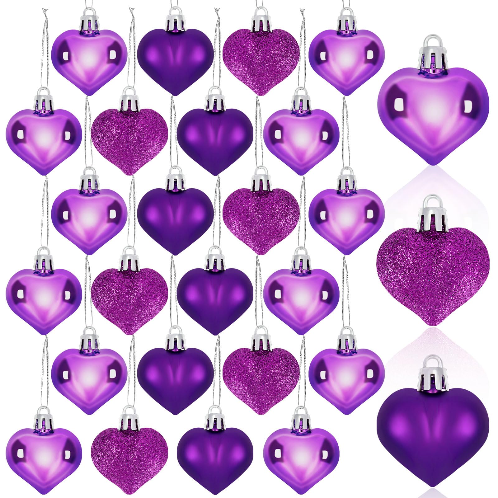 Adornos Colgantes Con Forma De Corazón Para El Día De San Valentín, 24 Unidades, Color Morado - Venta Internacional.