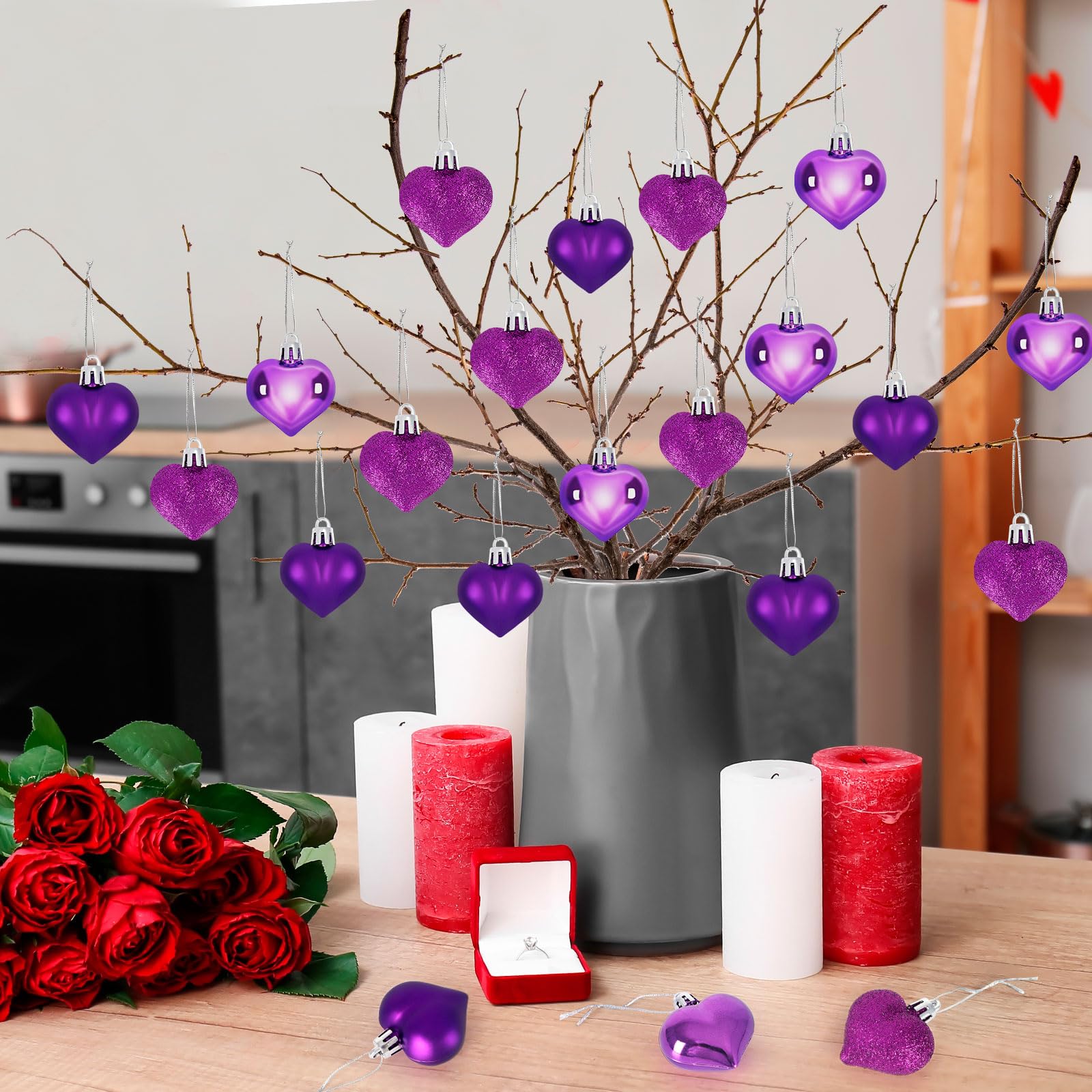 Foto 4 pulgar | Adornos Colgantes Con Forma De Corazón Para El Día De San Valentín, 24 Unidades, Color Morado - Venta Internacional.