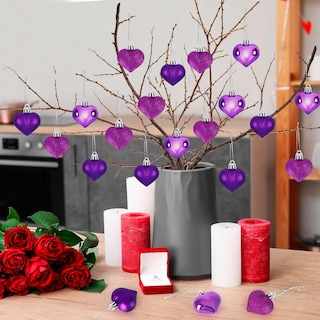 Foto 3 | Adornos Colgantes Con Forma De Corazón Para El Día De San Valentín, 24 Unidades, Color Morado - Venta Internacional.