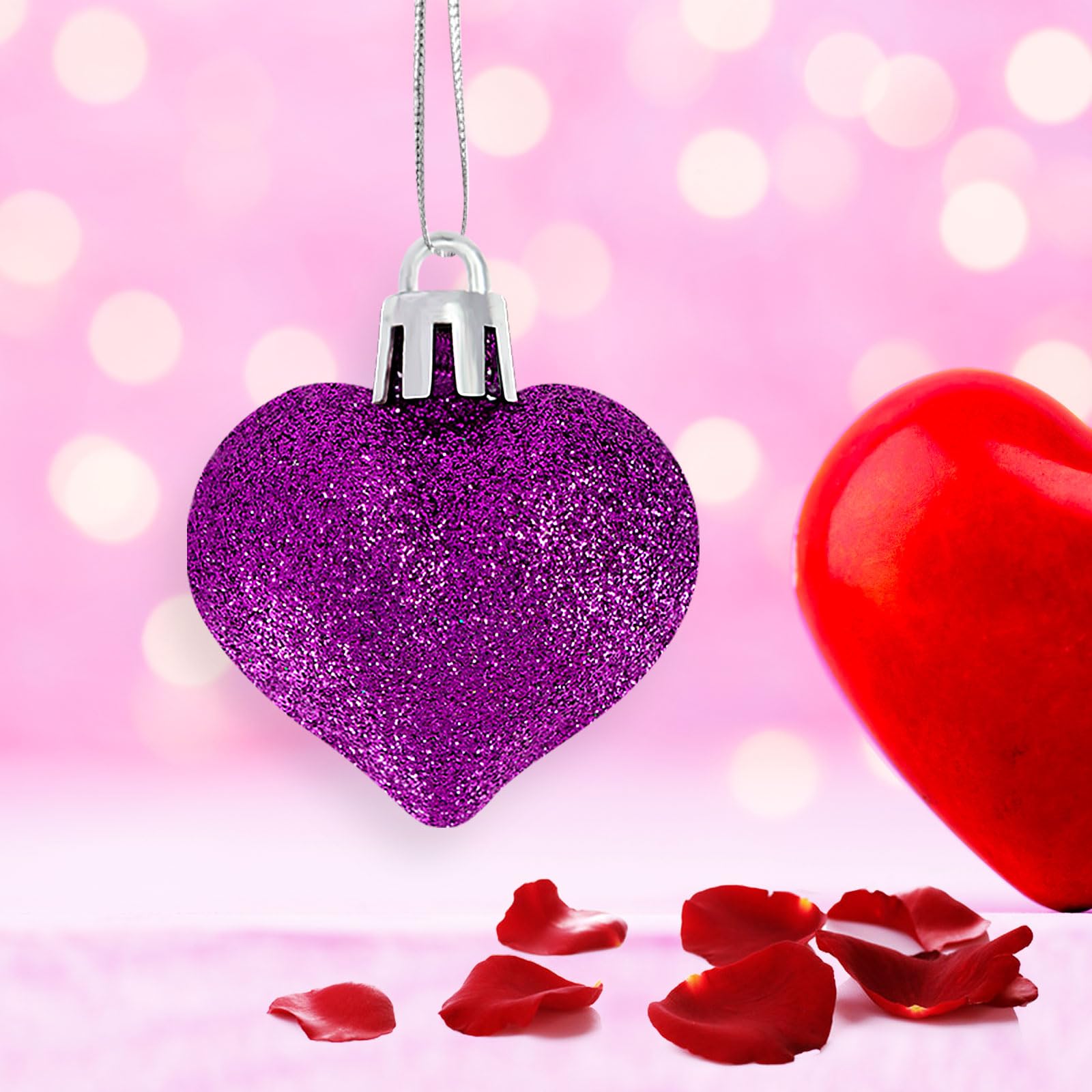 Foto 7 pulgar | Adornos Colgantes Con Forma De Corazón Para El Día De San Valentín, 24 Unidades, Color Morado - Venta Internacional.