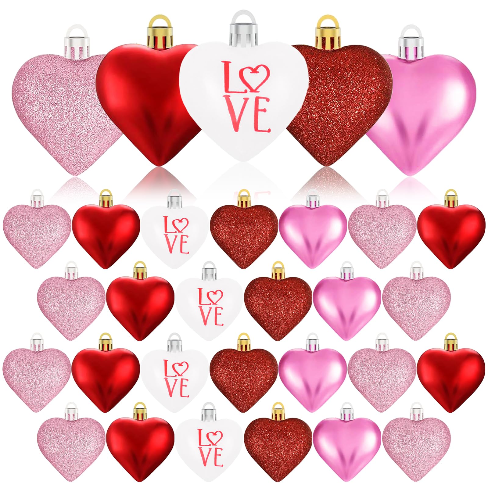Juego De 24 Bolas De Navidad Con Forma De Corazón Ornaments Xmasexp - Venta Internacional.